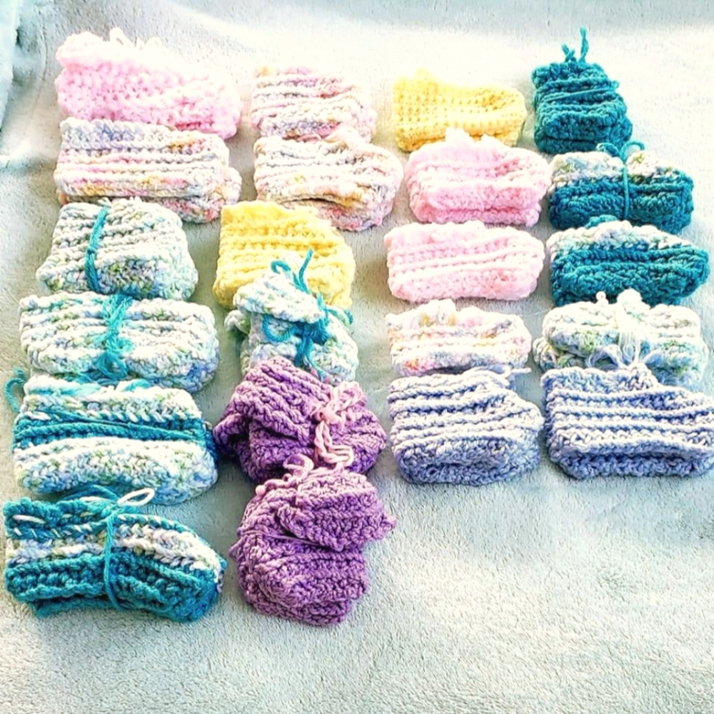 Crocheted baby booties, two pairs for$5.00
